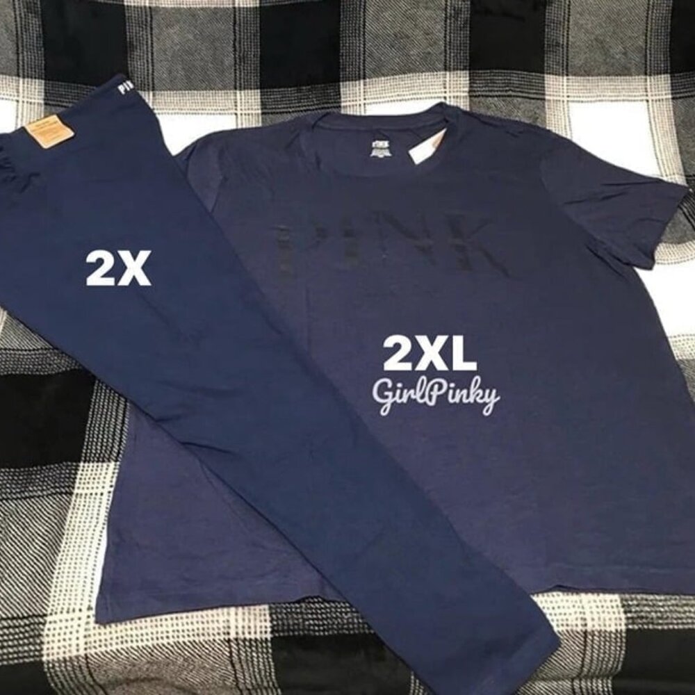 victoria secret PINK leggings outfit with CAMPUS MIDNIGHT NAVY TEE SIZE 2XL